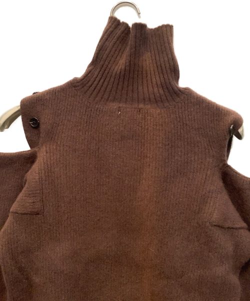 FRAY ID（フレイ アイディー）FRAY ID (フレイ アイディー) ボタンレイヤードニットプルオーバー ブラウン サイズ:FREEの古着・服飾アイテム