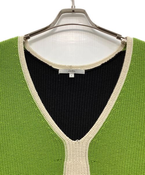 UN3D.（アンスリード）UN3D. (アンスリード) ニットベスト ブラック×グリーン サイズ:Fの古着・服飾アイテム