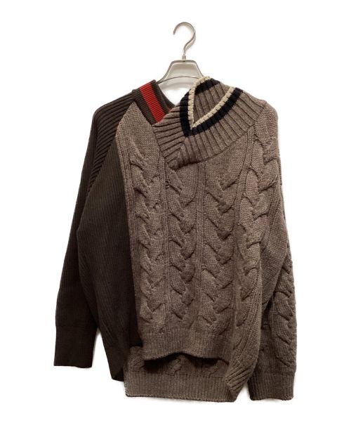 KOLOR（カラー）KOLOR (カラー) ドッキングレイヤードニット ブラウン サイズ:Lの古着・服飾アイテム