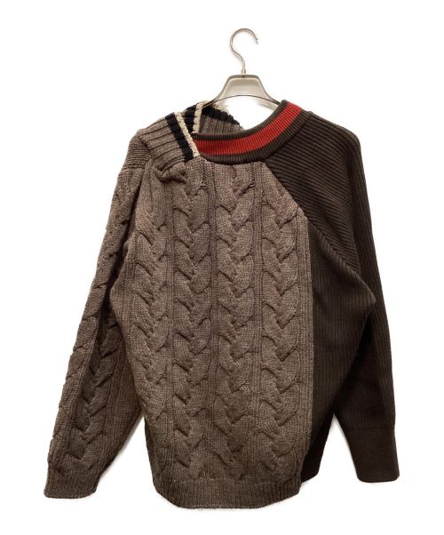 KOLOR（カラー）KOLOR (カラー) ドッキングレイヤードニット ブラウン サイズ:Lの古着・服飾アイテム