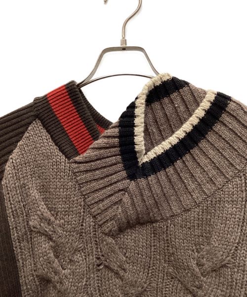 KOLOR（カラー）KOLOR (カラー) ドッキングレイヤードニット ブラウン サイズ:Lの古着・服飾アイテム