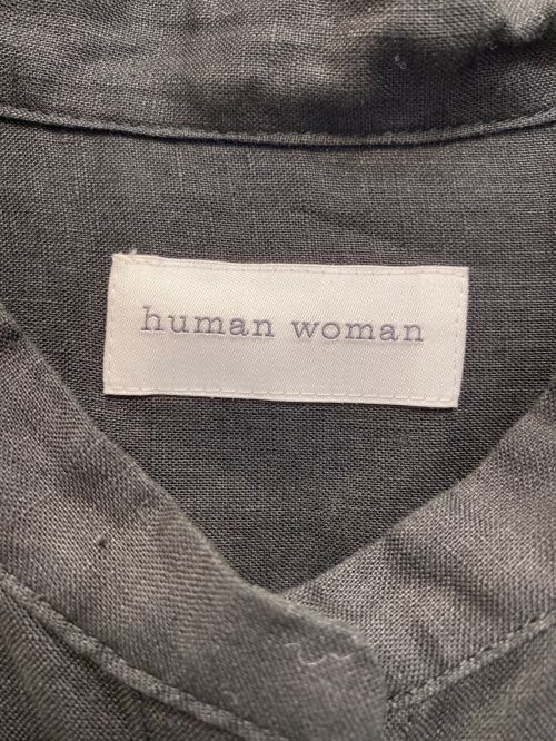 HUMAN WOMAN（ヒューマンウーマン）HUMAN WOMAN (ヒューマンウーマン) ハードマンリネンワンピース ブラック サイズ:Ｍの古着・服飾アイテム