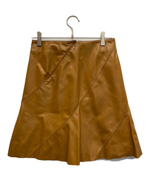 BURBERRY BLUE LABEL（バーバリー ブルー レーベル）BURBERRY BLUE LABEL (バーバリーブルーレーベル) ラムレザースカート ブラウン サイズ:38の古着・服飾アイテム
