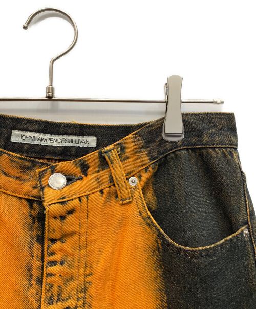 JOHN LAWRENCE SULLIVAN（ジョン ローレンス サリバン）JOHN LAWRENCE SULLIVAN (ジョンローレンスサリバン) OVERDYED DENIM 5POCKET PANTS オレンジ×ブラック サイズ:46の古着・服飾アイテム