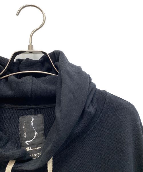 RICK OWENS（リックオウエンス）RICK OWENS (リックオウエンス) Champion (チャンピオン) プルオーバーパーカー ブラック サイズ:ONE SIZEの古着・服飾アイテム