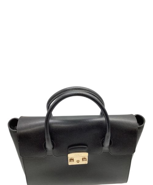 FURLA（フルラ）FURLA (フルラ) レザーハンドバッグ ブラックの古着・服飾アイテム