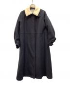 FREAK'S STOREフリークスストア）の古着「メルトンライクウーリー襟ボアステンカラーコート」｜ネイビー