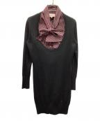 Vivienne Westwood RED LABELヴィヴィアンウエストウッドレッドレーベル）の古着「レイヤード風ニットワンピース」｜ブラック×ピンク