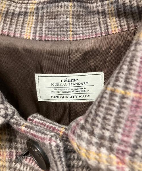JOURNAL STANDARD relume（ジャーナルスタンダード レリューム）JOURNAL STANDARD relume (ジャーナルスタンダード レリューム) チェックウールコート ブラウン サイズ:Freeの古着・服飾アイテム