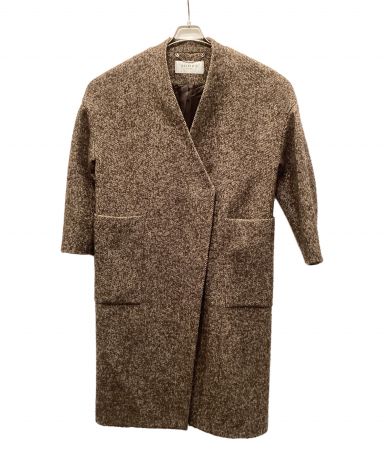 中古・古着通販】ADORE (アドーア) ノーカラーコート ブラウン サイズ