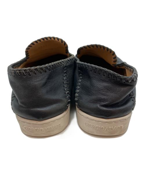 GIORGIO ARMANI（ジョルジョアルマーニ）GIORGIO ARMANI (ジョルジョアルマーニ) レザースリッポン ブラック サイズ:5の古着・服飾アイテム
