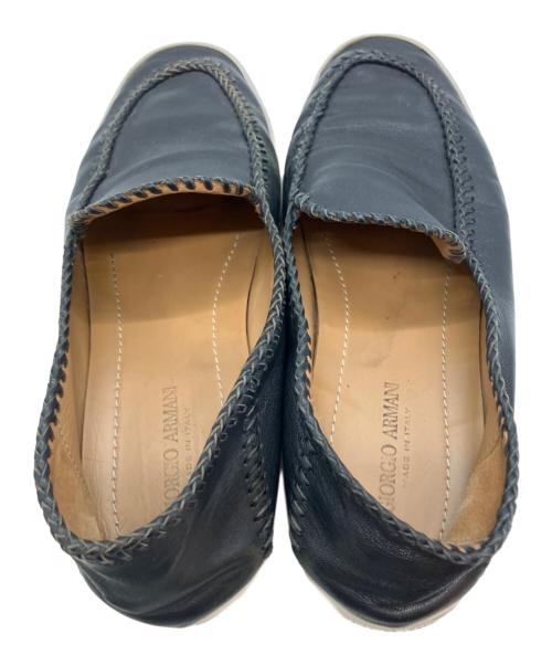 GIORGIO ARMANI（ジョルジョアルマーニ）GIORGIO ARMANI (ジョルジョアルマーニ) レザースリッポン ブラック サイズ:5の古着・服飾アイテム