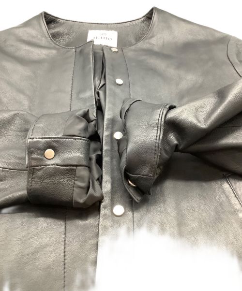 nano・universe（ナノ・ユニバース）nano・universe (ナノ・ユニバース) ラムレザージャケット ブラック サイズ:Ｍの古着・服飾アイテム