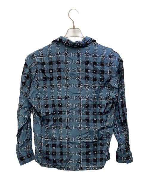 N.HOOLYWOOD（エヌ ハリウッド）N.HOOLYWOOD (エヌ ハリウッド) オープンカラーシャツ ブルー×ブラック サイズ:36の古着・服飾アイテム