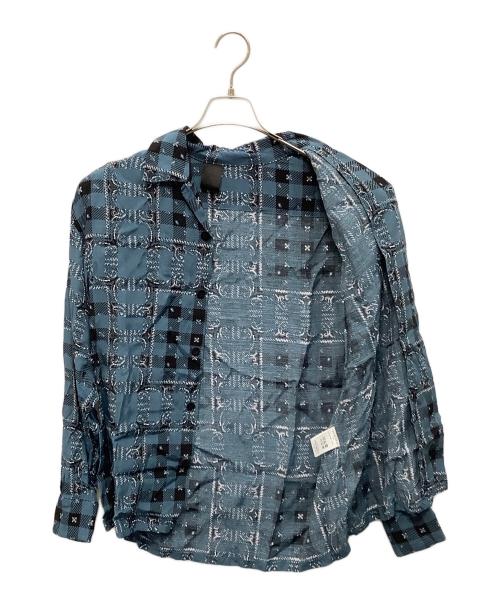 N.HOOLYWOOD（エヌ ハリウッド）N.HOOLYWOOD (エヌ ハリウッド) オープンカラーシャツ ブルー×ブラック サイズ:36の古着・服飾アイテム