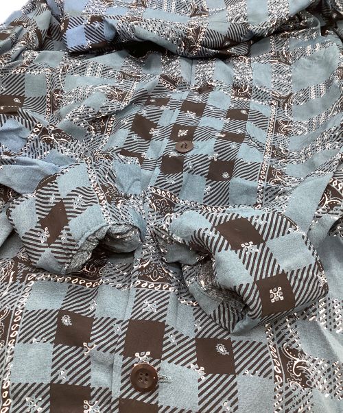 N.HOOLYWOOD（エヌ ハリウッド）N.HOOLYWOOD (エヌ ハリウッド) オープンカラーシャツ ブルー×ブラック サイズ:36の古着・服飾アイテム