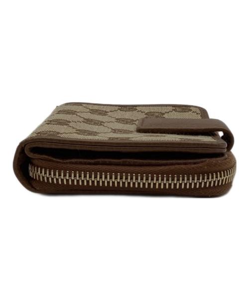 GUCCI（グッチ）GUCCI (グッチ) 2つ折り財布 ベージュ×ブラウンの古着・服飾アイテム