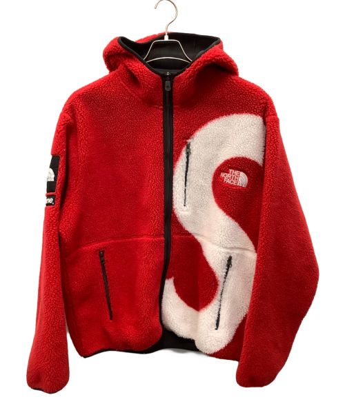 THE NORTH FACE（ザ ノース フェイス）THE NORTH FACE (ザ ノース フェイス) SUPREME (シュプリーム) ロゴフリースジャケット レッド×ホワイト サイズ:Ｌの古着・服飾アイテム