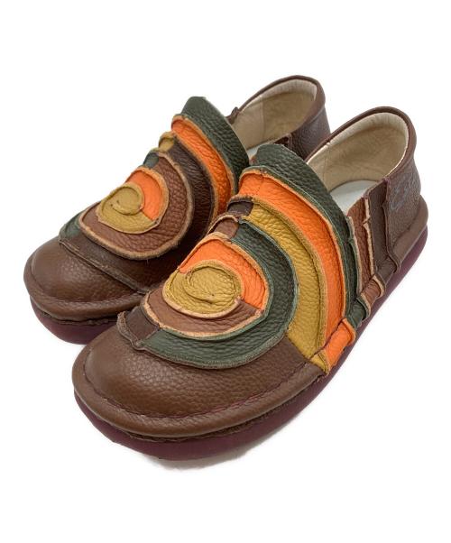 estacion（エスタシオン）estacion (エスタシオン) レザースリッポン ブラウン サイズ:Mの古着・服飾アイテム