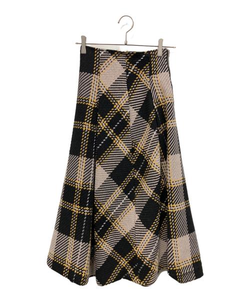 Snidel（スナイデル）Snidel (スナイデル) ロービングチェックフレアスカート ブラック サイズ:Oの古着・服飾アイテム