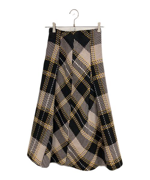Snidel（スナイデル）Snidel (スナイデル) ロービングチェックフレアスカート ブラック サイズ:Oの古着・服飾アイテム
