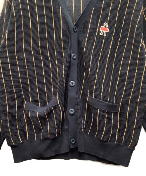 Hysteric Glamour（ヒステリックグラマー）Hysteric Glamour (ヒステリックグラマー) ニットカーディガン ネイビー×イエロー サイズ:Ｌの古着・服飾アイテム