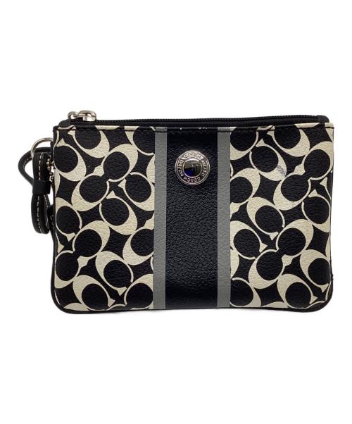 COACH（コーチ）COACH (コーチ) ポーチ ホワイト×ブラックの古着・服飾アイテム