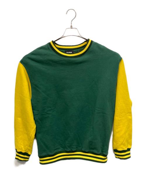 X-LARGE（エクストララージ）X-LARGE (エクストララージ) ツートン クルーネック スウェット グリーン サイズ:Lの古着・服飾アイテム