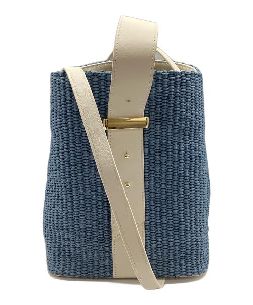 TOMORROW LAND（トゥモローランド）TOMORROW LAND (トゥモローランド) 2WAYハンドバッグ ブルー×ベージュの古着・服飾アイテム