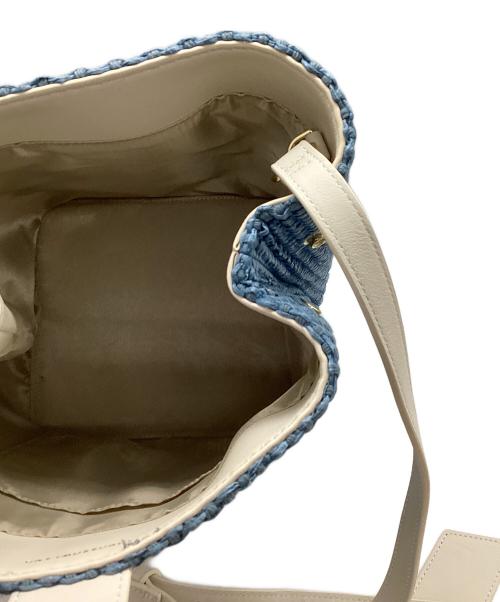 TOMORROW LAND（トゥモローランド）TOMORROW LAND (トゥモローランド) 2WAYハンドバッグ ブルー×ベージュの古着・服飾アイテム