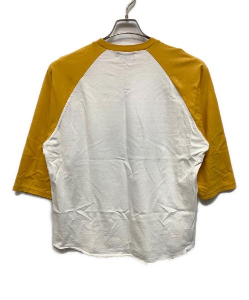 Hysteric Glamour（ヒステリックグラマー）Hysteric Glamour (ヒステリックグラマー) ラグランTシャツ ホワイト×イエロー サイズ:XLの古着・服飾アイテム