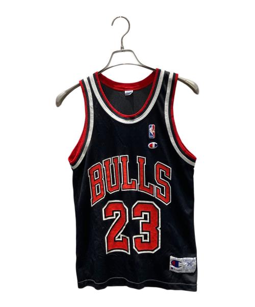 NBA（エヌビーエー）NBA (エヌビーエー) Champion (チャンピオン) シカゴブルズ JORDAN 23 ゲームシャツ ブラック×レッド サイズ:36の古着・服飾アイテム