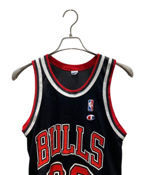 NBA（エヌビーエー）NBA (エヌビーエー) Champion (チャンピオン) シカゴブルズ JORDAN 23 ゲームシャツ ブラック×レッド サイズ:36の古着・服飾アイテム