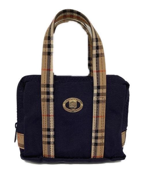 Burberry's（バーバリー）Burberry's (バーバリーズ) マイクロミニハンドバッグ ネイビー×ベージュの古着・服飾アイテム