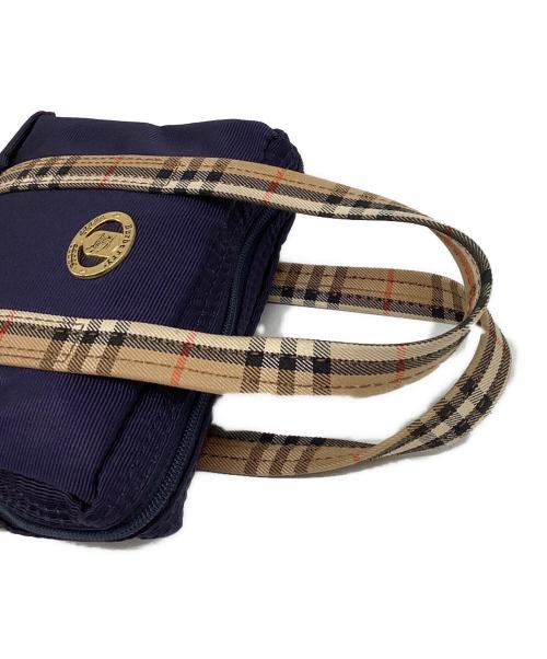 Burberry's（バーバリー）Burberry's (バーバリーズ) マイクロミニハンドバッグ ネイビー×ベージュの古着・服飾アイテム