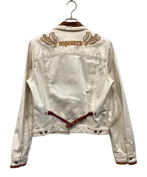 DSQUARED2（ディースクエアード）DSQUARED2 (ディースクエアード) デニムジャケット ベージュ×ブラウン サイズ:50の古着・服飾アイテム
