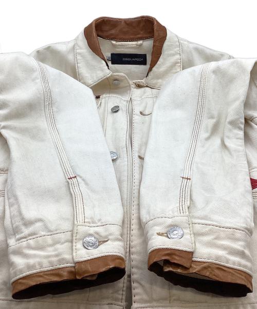 DSQUARED2（ディースクエアード）DSQUARED2 (ディースクエアード) デニムジャケット ベージュ×ブラウン サイズ:50の古着・服飾アイテム