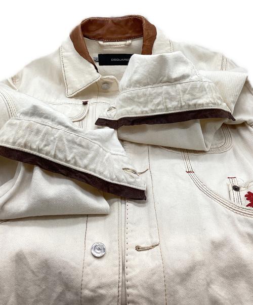 DSQUARED2（ディースクエアード）DSQUARED2 (ディースクエアード) デニムジャケット ベージュ×ブラウン サイズ:50の古着・服飾アイテム