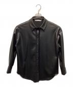 ZARAザラ）の古着「フェイクレザーシャツ」｜ブラック