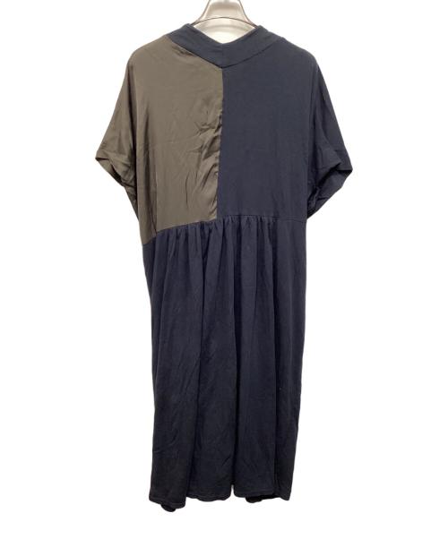 ZUCCA（ズッカ）ZUCCA (ズッカ) ギャザードッキングワンピース ネイビー×グレー サイズ:Ｍの古着・服飾アイテム