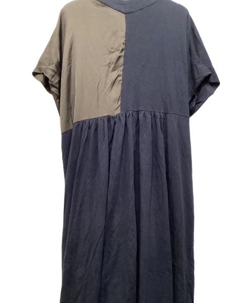 ZUCCA（ズッカ）ZUCCA (ズッカ) ギャザードッキングワンピース ネイビー×グレー サイズ:Ｍの古着・服飾アイテム