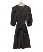 Snidelスナイデル）の古着「タフタボリュームミディワンピース」｜ブラック