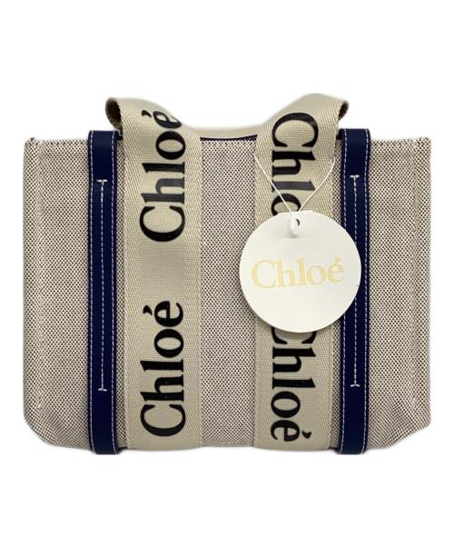 Chloe（クロエ）Chloe (クロエ) スモールトートバッグ ホワイト×ネイビーの古着・服飾アイテム
