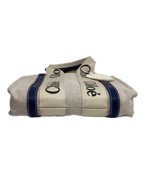 Chloe（クロエ）Chloe (クロエ) スモールトートバッグ ホワイト×ネイビーの古着・服飾アイテム