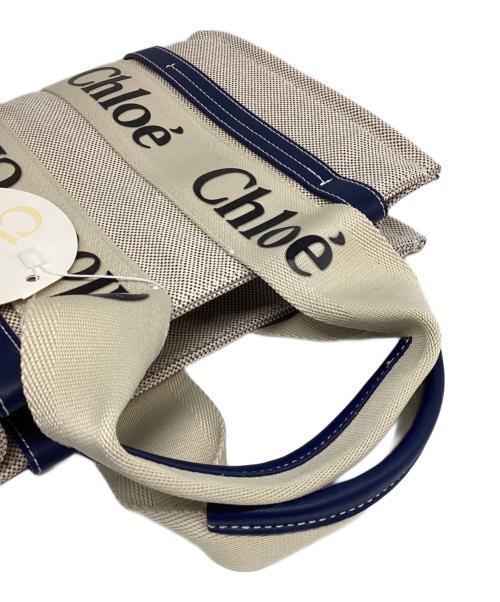 Chloe（クロエ）Chloe (クロエ) スモールトートバッグ ホワイト×ネイビーの古着・服飾アイテム