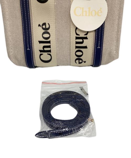 Chloe（クロエ）Chloe (クロエ) スモールトートバッグ ホワイト×ネイビーの古着・服飾アイテム