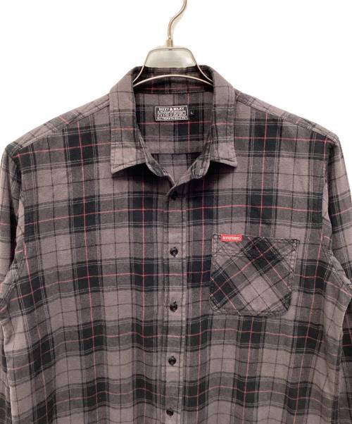 Hysteric Glamour（ヒステリックグラマー）Hysteric Glamour (ヒステリックグラマー) ナッピング加工ビエラチェックシャ グレー サイズ:Ｌの古着・服飾アイテム