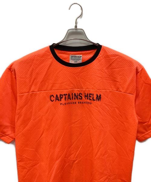 CAPTAINS HELM（キャプテンズヘルム）CAPTAINS HELM (キャプテンズヘルム) ダブル メッシュTシャツ オレンジ サイズ:Lの古着・服飾アイテム