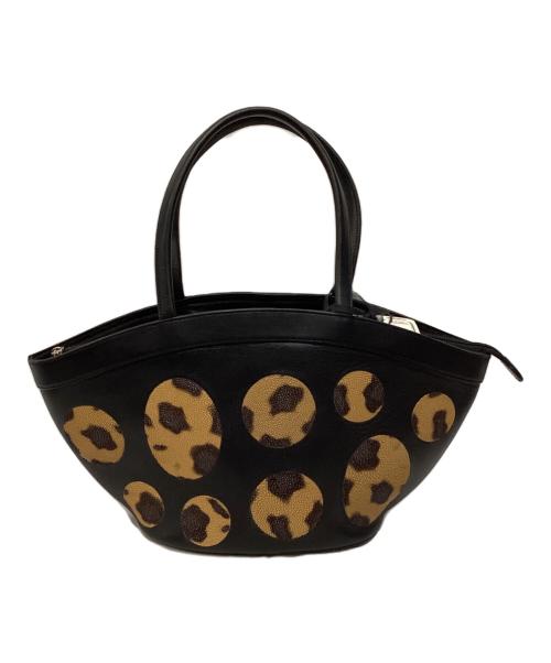 PARIMAS（パリマス）PARIMAS (パリマス) レザーハンドバッグ ブラック×ブラウンの古着・服飾アイテム