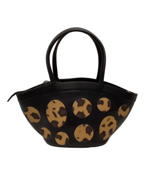 PARIMAS（パリマス）PARIMAS (パリマス) レザーハンドバッグ ブラック×ブラウンの古着・服飾アイテム